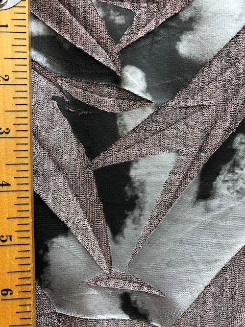 MELANGE JERSEY CRUSHED FABRIC WITH SILVER/BLACK FOIL PRINT