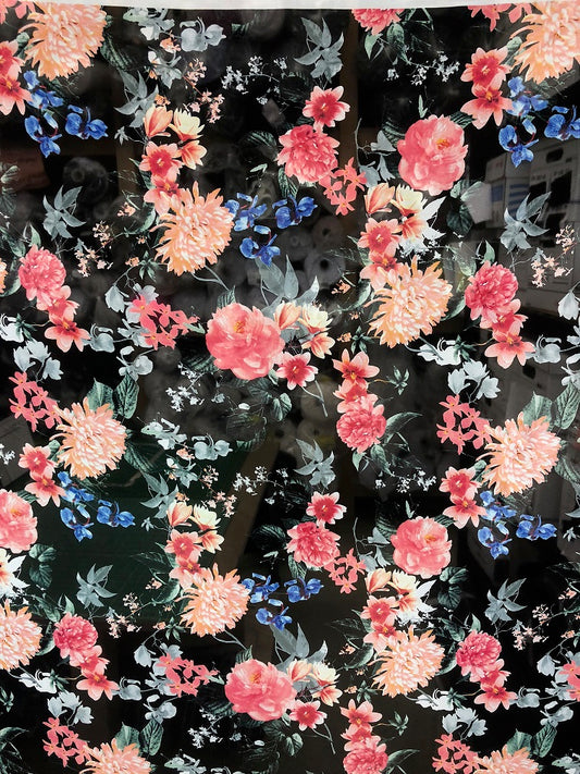 CHIFFON FABRIC ALLOVER FLORAL PRINT