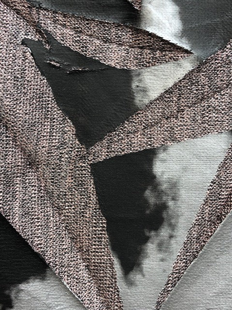 MELANGE JERSEY CRUSHED FABRIC WITH SILVER/BLACK FOIL PRINT