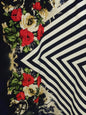 ITY JERSEY FABRIC STRIPE FLORAL DOUBLE BORDER PRINT