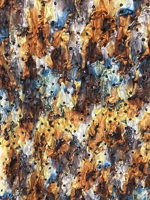 LACE WITH FLORAL PRINT AND SEQUIN EMBROIDERY FABRIC