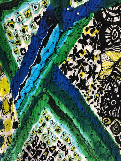 ITY WITH FLORAL PRINT AND SEQUIN EMBROIDERY FABRIC