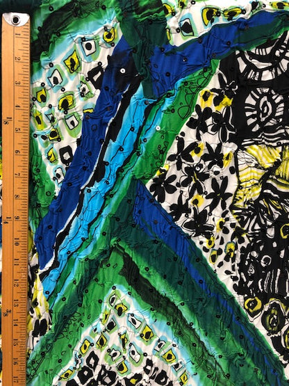 ITY WITH FLORAL PRINT AND SEQUIN EMBROIDERY FABRIC