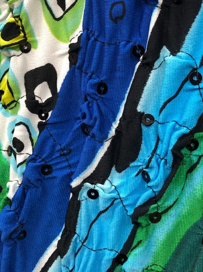 ITY WITH FLORAL PRINT AND SEQUIN EMBROIDERY FABRIC