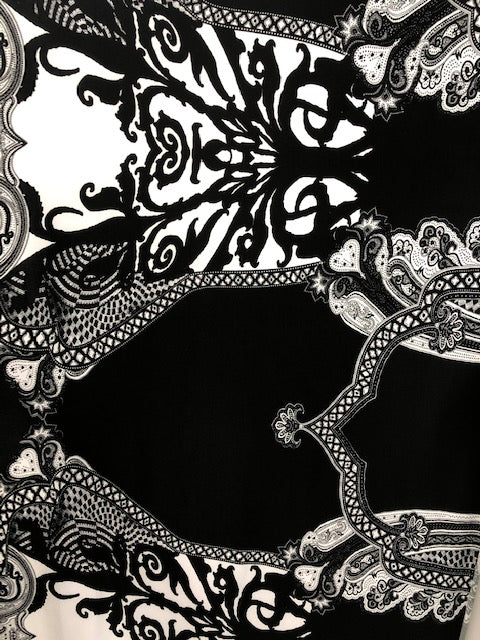 ITY JERSEY FABRIC BLACK AND WHITE FLORAL PRINT