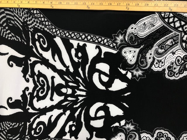 ITY JERSEY FABRIC BLACK AND WHITE FLORAL PRINT