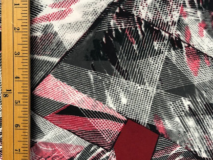 JERSEY FABRIC ABSTRACT RED & BLACK PRINT