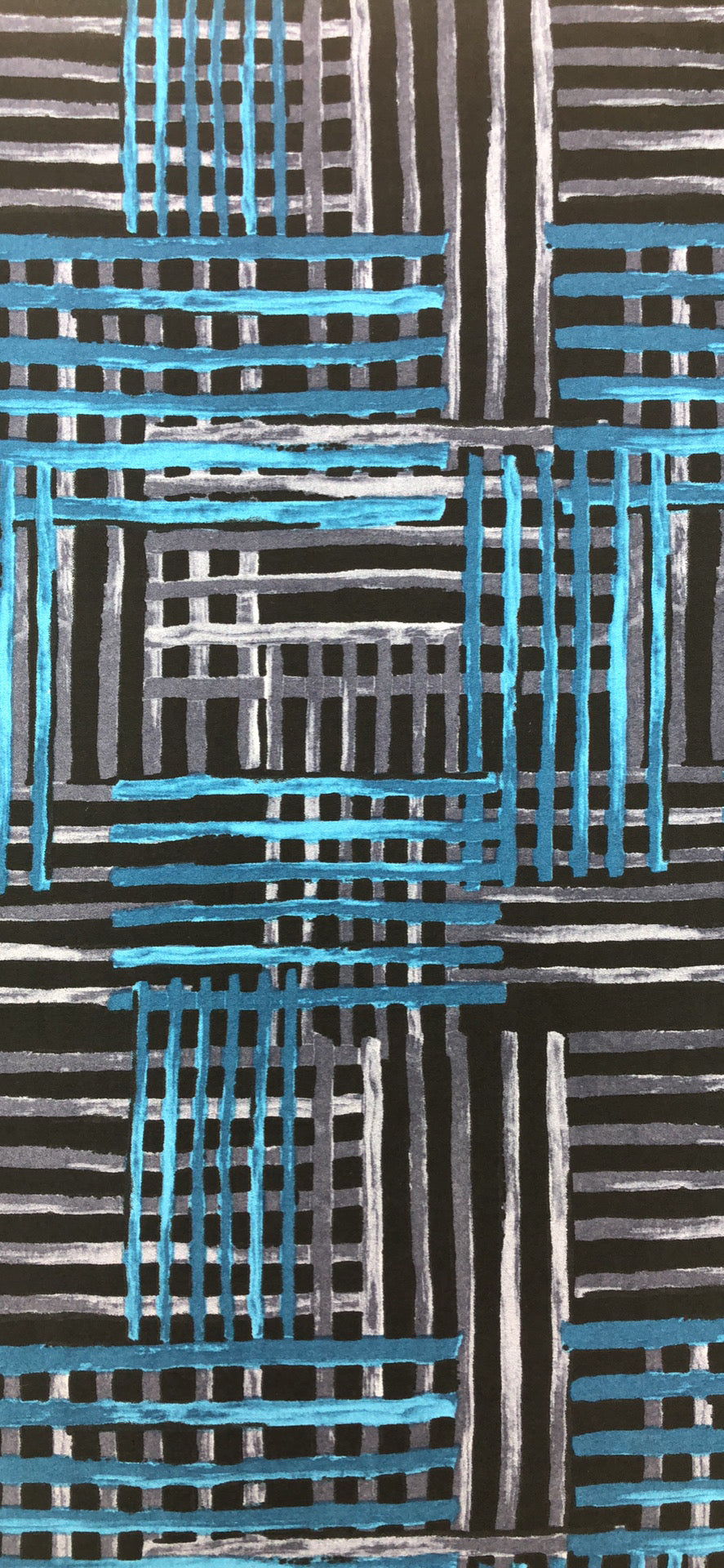 JERSEY ITY PRINT FABRIC CROSS HATCH STRIPE TEAL