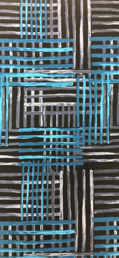 JERSEY ITY PRINT FABRIC CROSS HATCH STRIPE TEAL