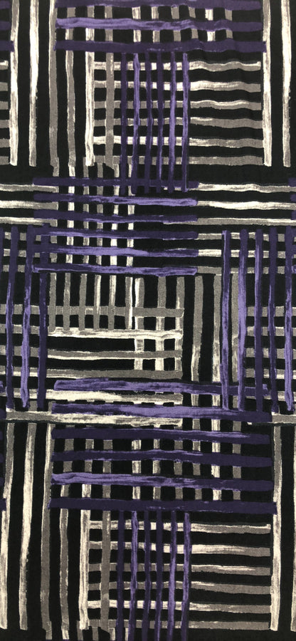 JERSEY ITY PRINT FABRIC CROSS HATCH STRIPE PURPLE