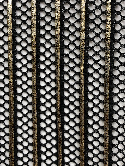 OTTOMAN LACE KNIT FABRIC WITH GOLD FOIL PRINT