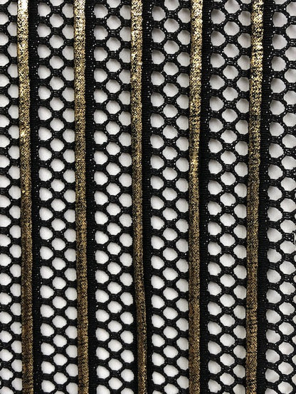 OTTOMAN LACE KNIT FABRIC WITH GOLD FOIL PRINT