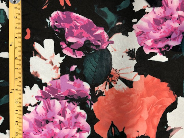CHIFFON FABRIC ALLOVER LARGE FLORAL PRINT